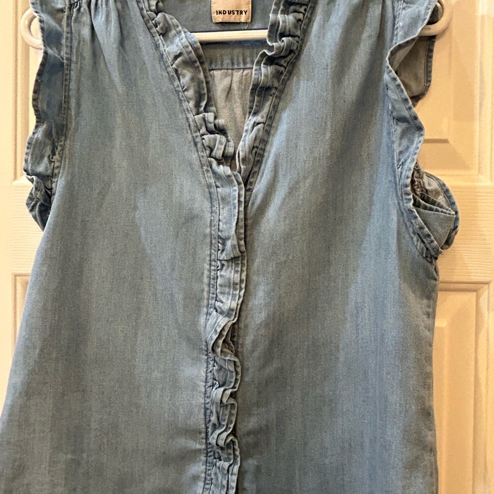 IndiWhy Light Blue Ruffle Blouse